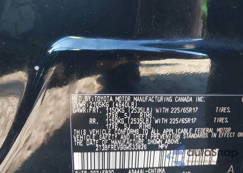 2016 Toyota Rav4 Le из США, поврежденный, VIN 2T3BFREV9GW533826